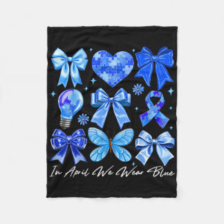Couverture Polaire En Avril Nous Portons L'Autisme Bleu Coquette Bow