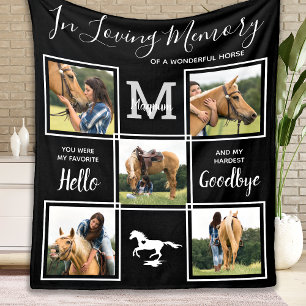 Couverture Polaire En Mémoire d'amour Personnalisé Pet Horse Memorial