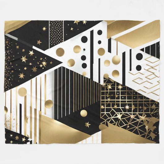 couverture polaire en or abstrait et triangles noi (Devant (Horizontal))