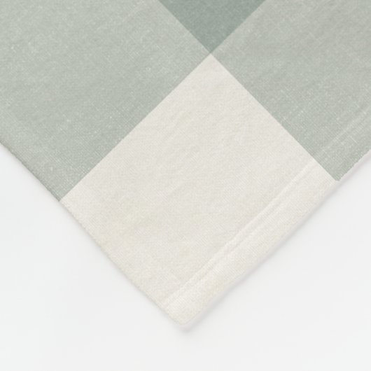 Couverture Polaire en vichy chèques plis vert sauge clair (Coin)