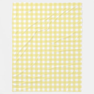 Couverture Polaire En vichy jaune pâle et blanc