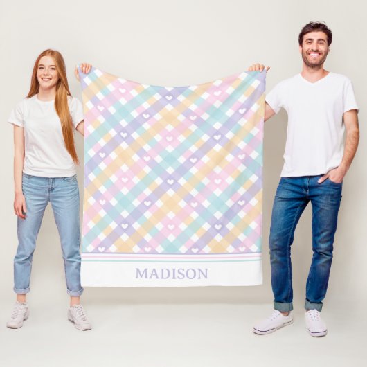 Couverture Polaire en vichy Plaids Coeurs Motif sans couture (En situation)