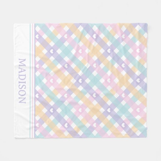 Couverture Polaire en vichy Plaids Coeurs Motif sans couture (Devant (Horizontal))