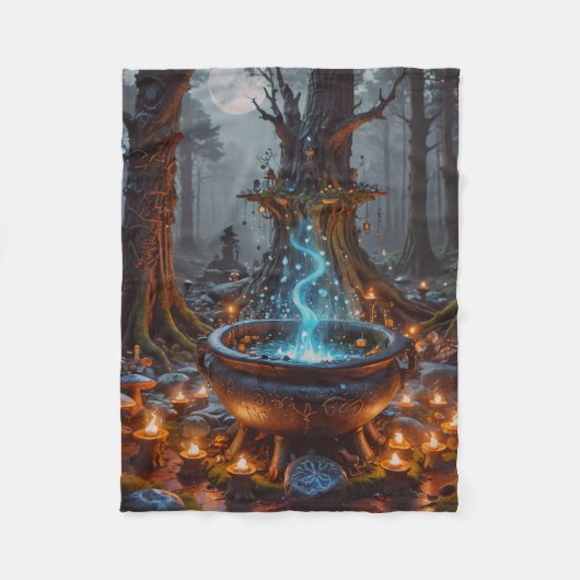 Couverture Polaire Enchanted Forest Cauldron Under the Moonlight (Devant)