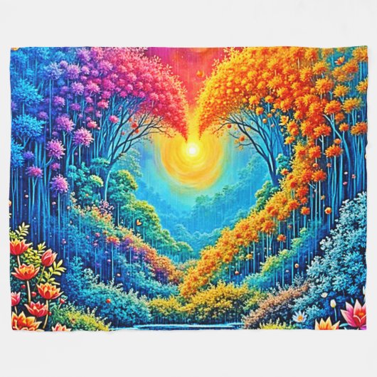 Couverture Polaire Enchanted Forest Heart of Light Design (Devant (Horizontal))