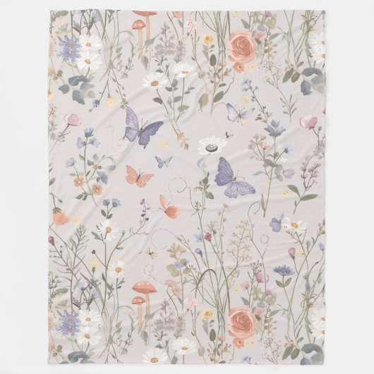 Couverture Polaire Enchanted Garden Wildflower Butterfly Whimsical (Devant)