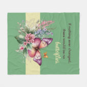 Couverture Polaire Encouragement Papillon et Fleurs sur Vert (Devant (Horizontal))