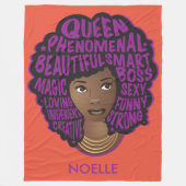 Couverture Polaire Encourager les femmes noires, violettes et orange (Devant)