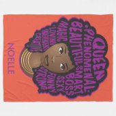 Couverture Polaire Encourager les femmes noires, violettes et orange (Devant (Horizontal))