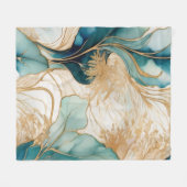 Couverture Polaire Encre D'Alcool Abstraite Unique Avec Limites D'Or (Devant (Horizontal))