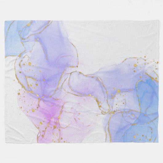 Couverture Polaire Encre d'alcool rose, pourpre et bleu (Devant (Horizontal))