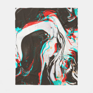 Couverture Polaire Encre Marbrée : Texture Glitch Distortie.