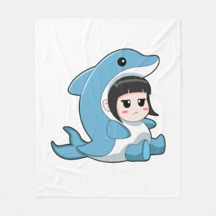 Couverture Polaire Enfant avec costume de dauphin