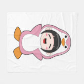 Couverture Polaire Enfant avec costume de pingouin (Devant (Horizontal))