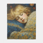 Couverture Polaire Enfant dormant rêvé dans une courtepointe fleurie (Devant)