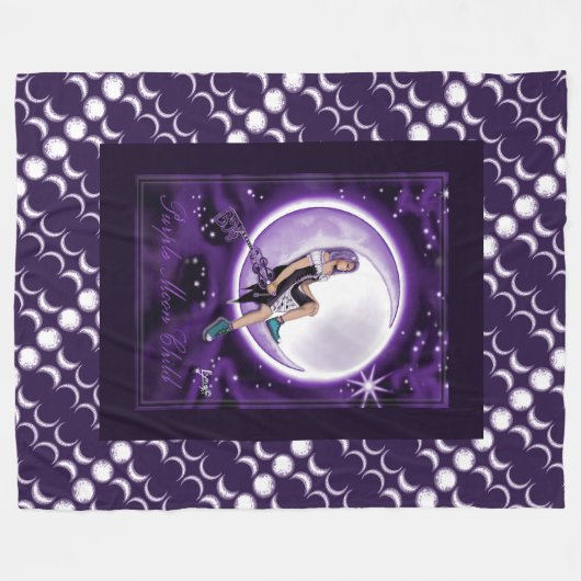 Couverture Polaire Enfant mauve lune (Devant (Horizontal))