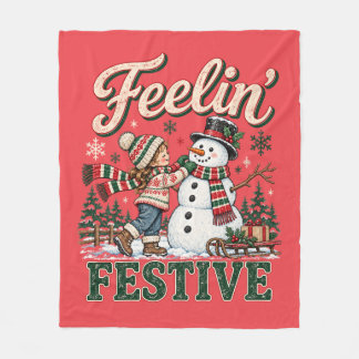 Couverture Polaire Enfant qui sent Noël Festif Bonhomme de Neige