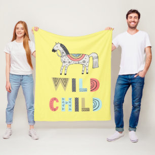Couverture Polaire Enfant sauvage Cheval Scandinave Baby Jaune