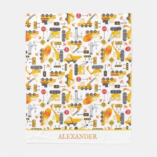 Couverture Polaire Enfants Aquarelle Véhicules de construction Person (Devant)