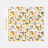 Couverture Polaire Enfants Aquarelle Véhicules de construction Person (Devant (Horizontal))