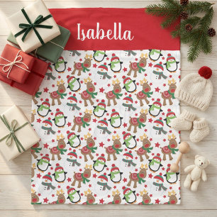 Couverture Polaire Enfants Bonhomme de neige Noël Renne Personnalisé
