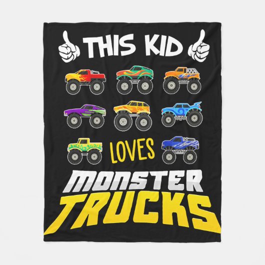 Couverture Polaire Enfants Cet Enfant Aime Monster Trucks Garçons Et  (Devant)