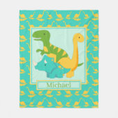 Couverture Polaire Enfants Cute Dinosaures Bleu (Devant)