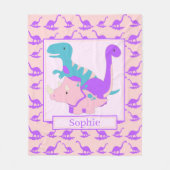 Couverture Polaire Enfants Cute Dinosaures Pink Fleece Blanche (Devant)