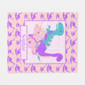 Couverture Polaire Enfants Cute Dinosaures Pink Fleece Blanche (Devant (Horizontal))