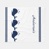 Couverture Polaire Enfants de baleine bleue marine personnalisés (Devant (Horizontal))
