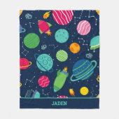 Couverture Polaire Enfants Espace Rockets Planètes Constellations (Devant)