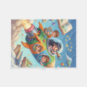 Couverture Polaire Enfants explorant l'espace à travers une fusée de (Devant (Horizontal))