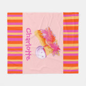 Couverture Polaire Enfants filles nommé pony coral orange rayures viv (Devant (Horizontal))