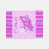 Couverture Polaire Enfants filles nommé pony rose violet rayures vive (Devant (Horizontal))