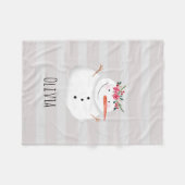 Couverture Polaire Enfants Fleur de Noël Snowman et nom (Devant (Horizontal))