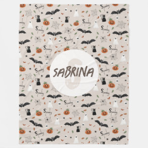 Couverture Polaire Enfants mignons Éffrayant Halloween Monogramme d'a