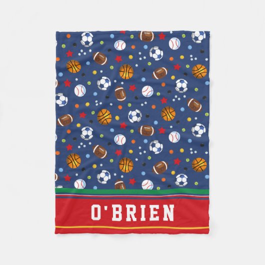 Couverture Polaire Enfants Personnalisé Red Multi Sports Fleece Jeu (Devant)