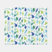 Couverture Polaire Enfants Personnalisés Dinosaur Bleu Vert Blanc (Devant (Horizontal))