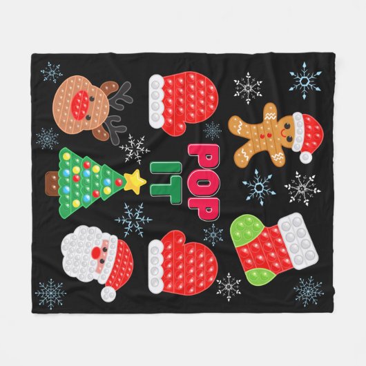 Couverture Polaire Enfants Pop It Christmas Buble Père Noël Reindeer (Devant (Horizontal))