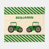 Couverture Polaire Enfants verts de tracteur de ferme (Devant (Horizontal))