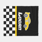 Couverture Polaire Enfants voiture jaune à damiers drapeau nom couver (Devant (Horizontal))