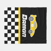 Couverture Polaire Enfants voiture jaune à damiers drapeau nom couver (Devant (Horizontal))