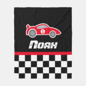 Couverture Polaire Enfants voiture rouge à damiers drapeau nom couver (Devant)