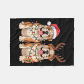 Couverture Polaire English Bulldog Christmas Santa Hat Reindeer Light (Devant (Horizontal))