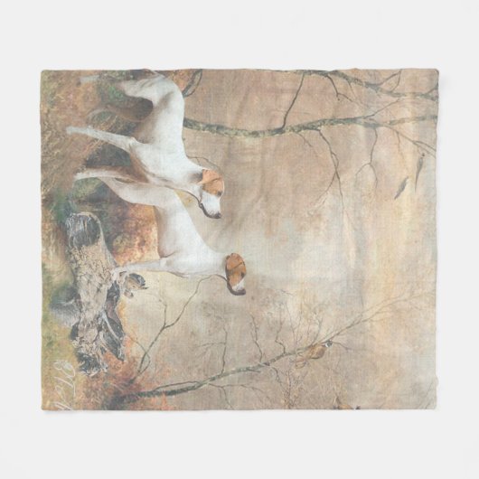 Couverture Polaire English Pointer chasse les faisans (Devant (Horizontal))