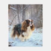 Couverture Polaire English Toy Spaniel Laisser Neige Noël (Devant)