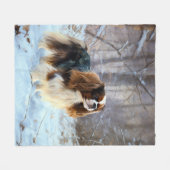 Couverture Polaire English Toy Spaniel Laisser Neige Noël (Devant (Horizontal))