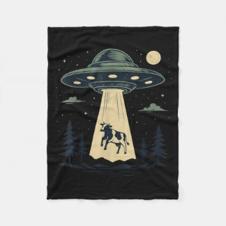 Couverture Polaire Enlèvement de vache par OVNI Faisceau Alien Drôle 