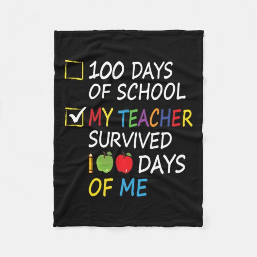 Couverture Polaire Enseignant Survécu 100 Jours De Moi Enseignant Fun (Devant)