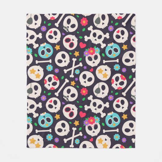Couverture Polaire Ensemble de crânes. Motif sans couture avec concep (Devant)